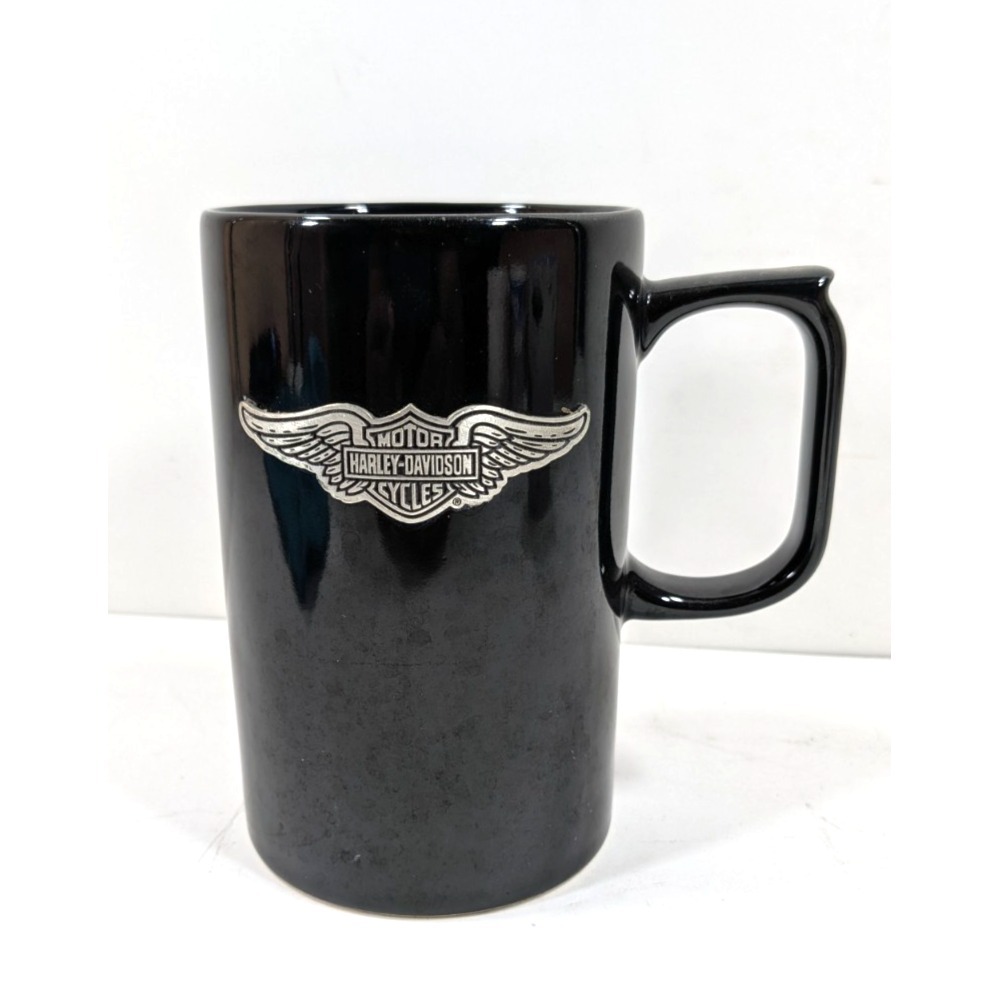 Harley-Davidson Coffee Mug Black Ceramic Silver Winged Bar & Shield Hallmark